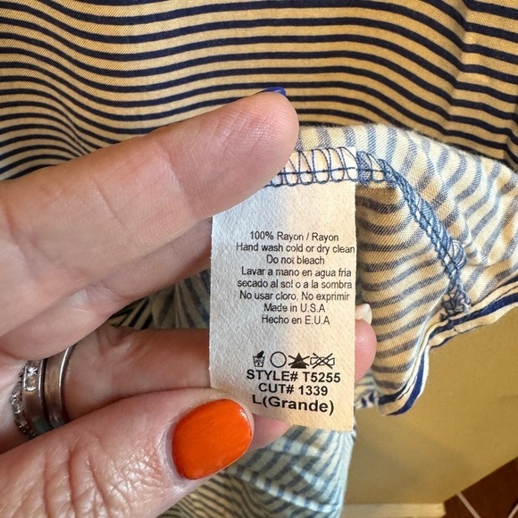 Francesca’s Miami Stripe Nautical Short Sleeve Top Sz Large - Picture 7 of 11